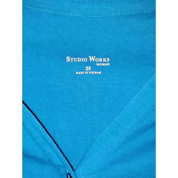 A Studio Works Women's Plus Sized Polo Shirt Blue Casual Activewear 2X - Picture 3 of 10